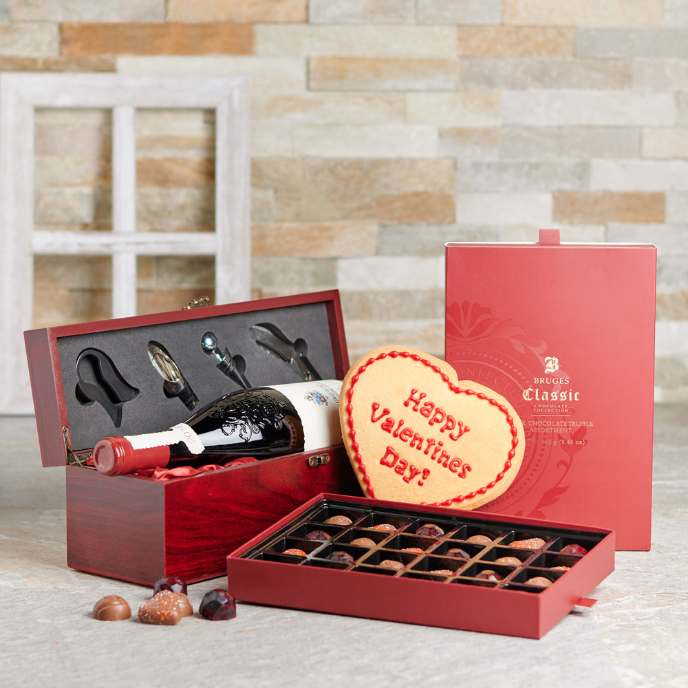 Wine & Chocolate Valentine’s Day Gift Set, Valentine's Day gifts, chocolate gifts
