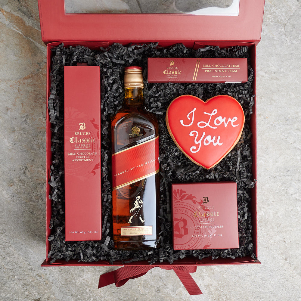 The Passionate Liquor Gift Box, Valentine's Day gifts, liquor gifts, chocolate gifts