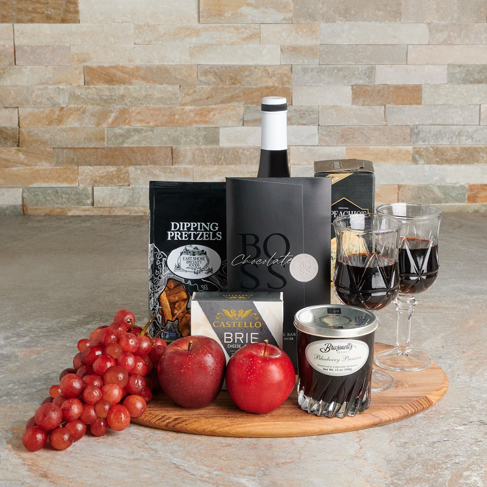 Barbury Brie &amp; Wine Gift Set, gourmet gift, gourmet, wine gift, wine, fruit gift, fruit