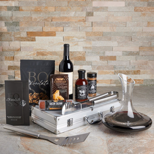 Smokin’ Grill Gift Set with Wine, gift baskets, gourmet gifts, gifts, grilling gift, grilling, bbq, barbecue, bbq gift, barbecue gift, wine gift, wine