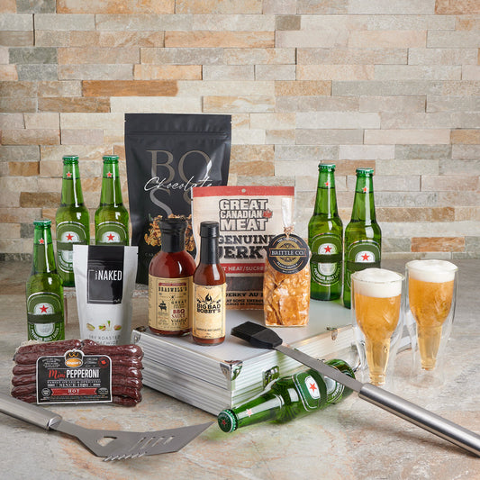 Smokin’ Grill Gift Set with Beer, gift baskets, gourmet gifts, gifts, beer gift, beer, bbq, barbecue, grilling, grilling gift, barbecue gift, bbq gift, grill gift, grill