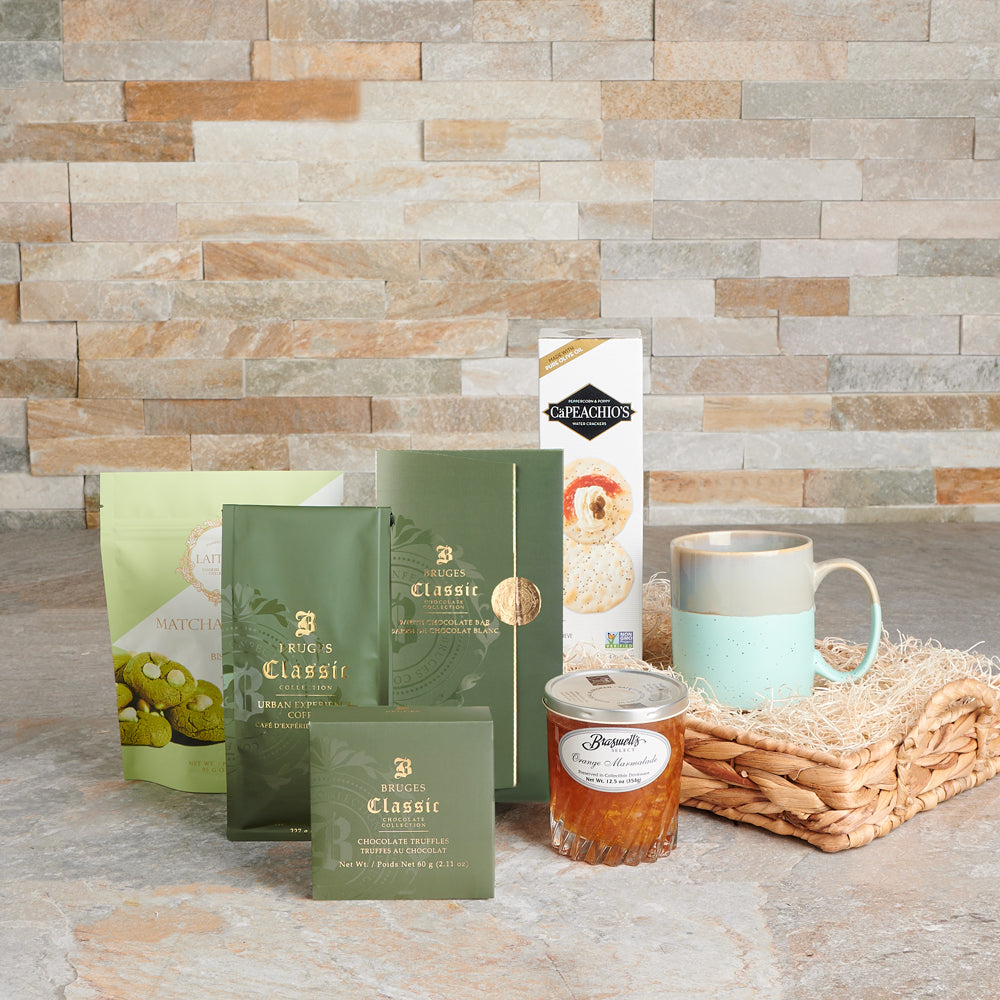 The Lucent Coffee Break Gift Ensemble, coffee gift, chocolate gift, coffee, chocolate, gourmet gift, gourmet, gift basket, gourmet gift basket