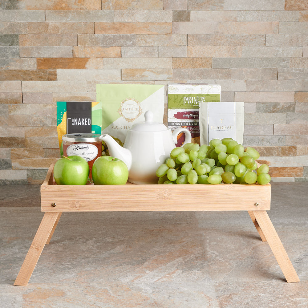 Green Gourmet Breakfast Tray, gourmet gift, gourmet, breakfast in bed gift, breakfast in bed, tea gift, tea