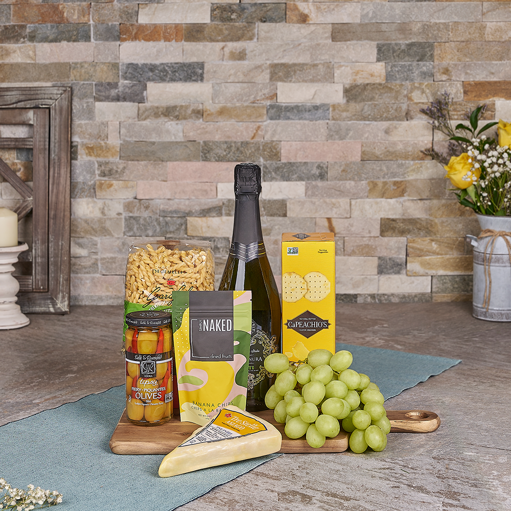 Kosher Champagne &amp; Cheese Gift, champagne gift, champagne, sparkling wine gift, sparkling wine, kosher gift, kosher, pasta gift, pasta, Canada delivery