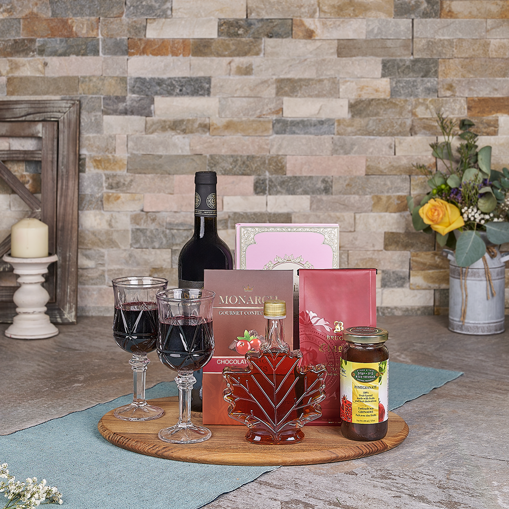 Kosher Wine &amp; Sweets Basket, wine gift, wine, kosher gift, kosher, chocolate gift, chocolate