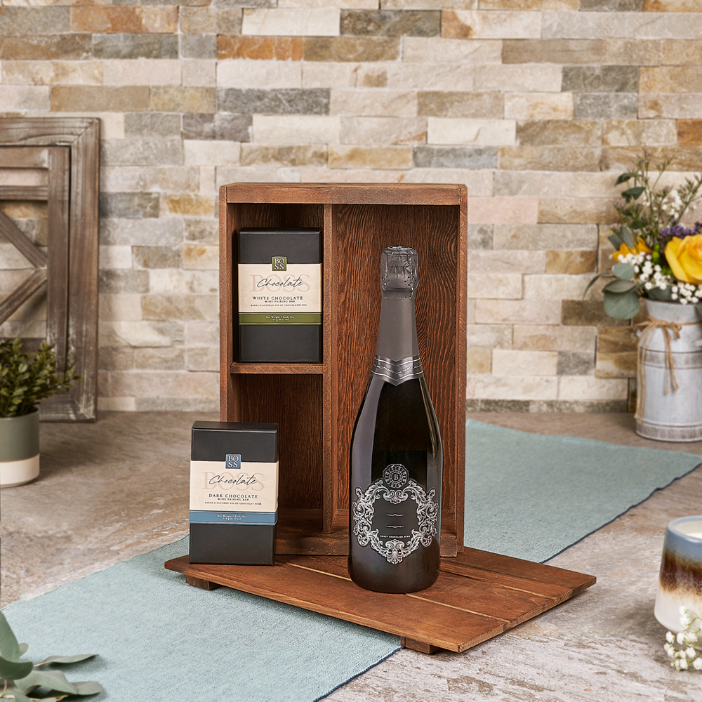 Kosher Champagne Pairing Box, sparkling wine gift, sparkling wine, champagne gift, champagne, chocolate gift, chocolate, Canada delivery