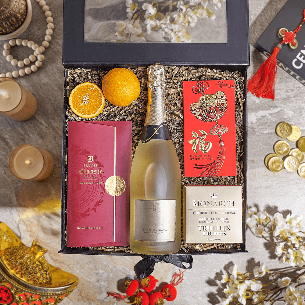 Lucky Champagne &amp; Chocolate Gift Box, champagne gift, champange, chinese new year gift, chinese new year, lunar new year gift, lunar new year, Canada delivery