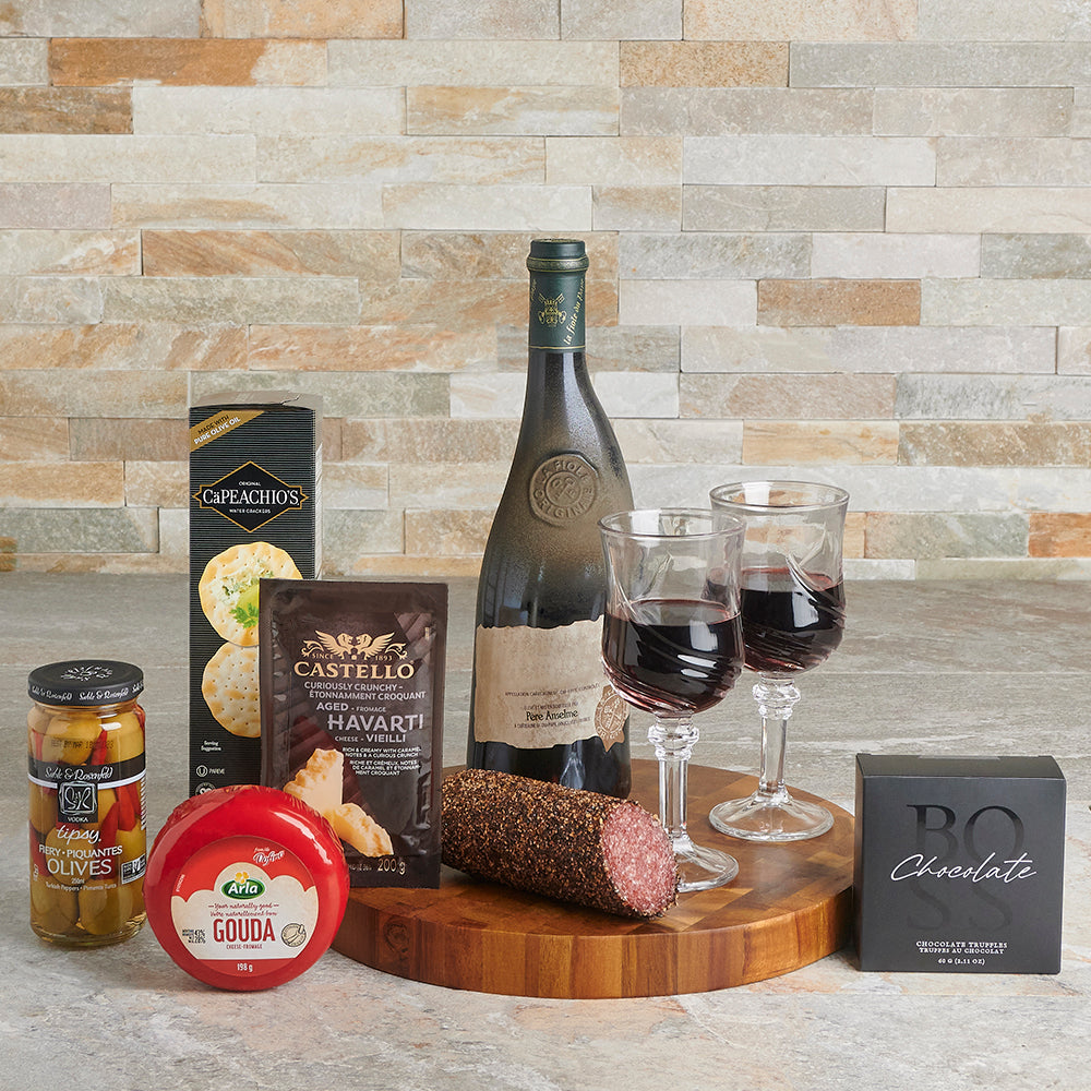 Supreme Wine &amp; Cheese Gift Set, wine gift, cheese gift, wine and cheese, wine and cheese gift, chocolate gift, wine, cheese, chocolate, gourmet gift, Set 24676-2022
