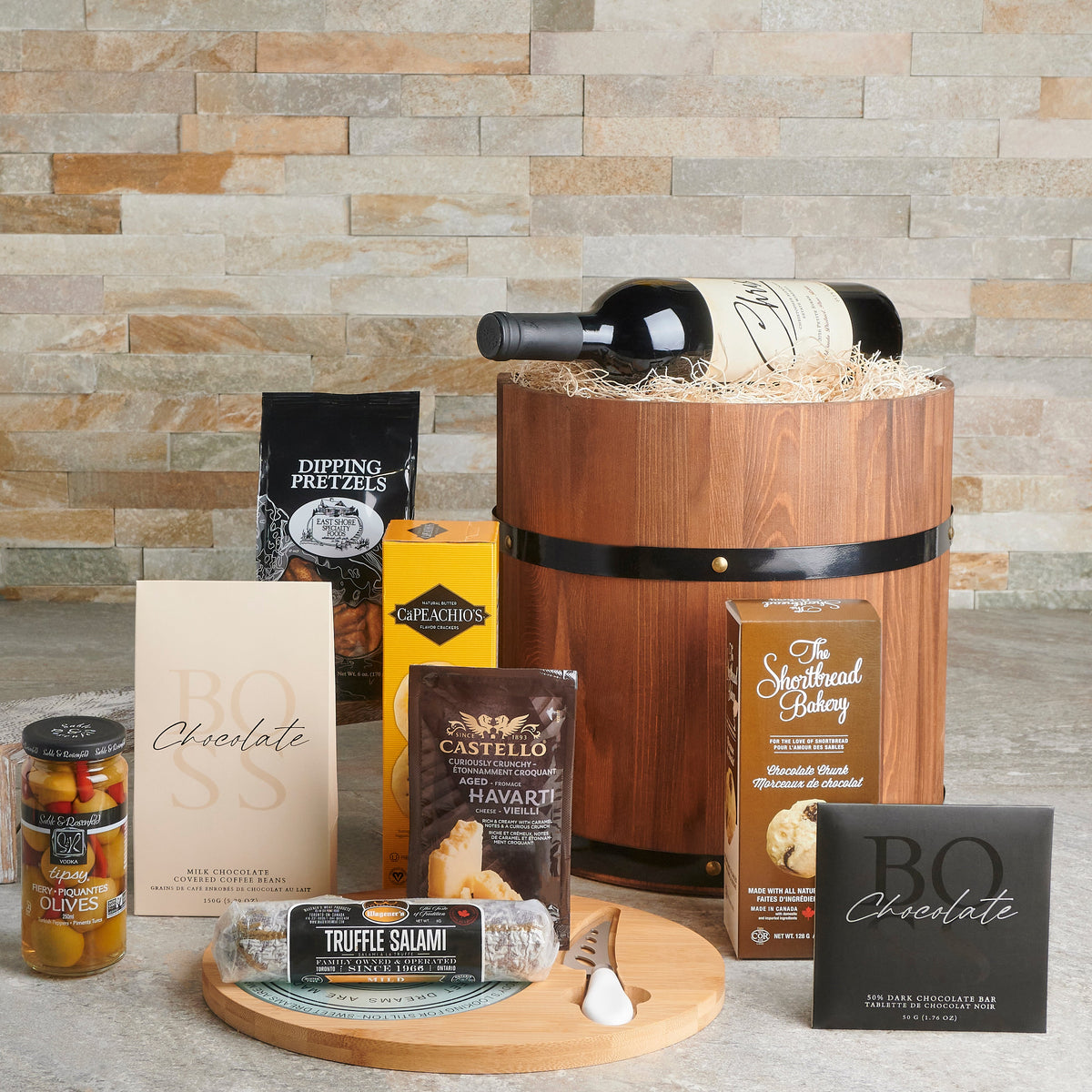 The Barrelhouse Wine &amp; Savory Gift Basket, wine gift, gourmet gift, wine pairing gift, romantic gift, wine, charcuterie gift, charcuterie