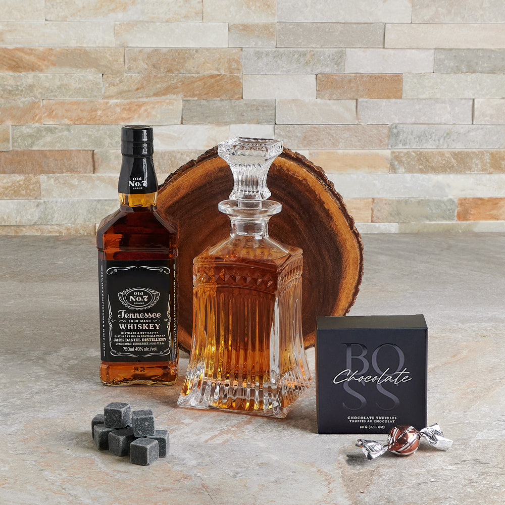 Bold Chocolate &amp; Decanter Liquor Gift Set, liquor gift, liquor, decanter gift, decanter, chocolate, chocolate gift