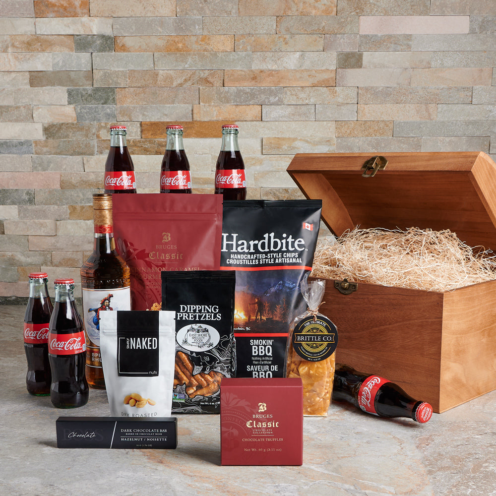 Pirate Captain’s Gift Chest With Snacks, liquor gift, liquor, gourmet, chocolate gift, chocolate, treasure gift box