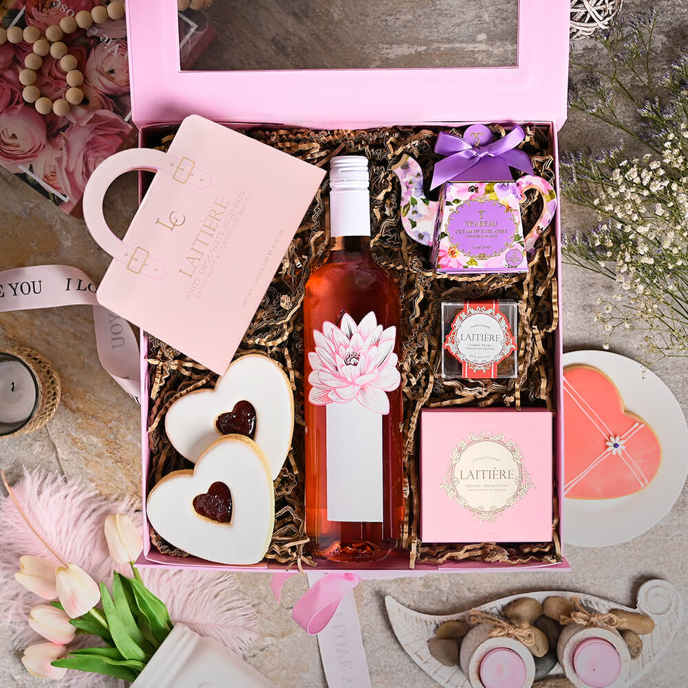 Mother’s Day Heartfelt Wine & Sweets Gift Box, mothers day gift, mothers day, wine gift, wine, gourmet gift, gourmet, tea gift, tea