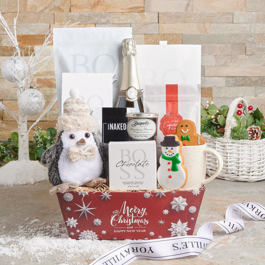 The “Let it Snow” Luxury Christmas Gift Set, gourmet gift, gourmet, sparkling wine gift, sparkling wine, champagne gift, champagne, holiday gift, holiday, christmas gift, christmas