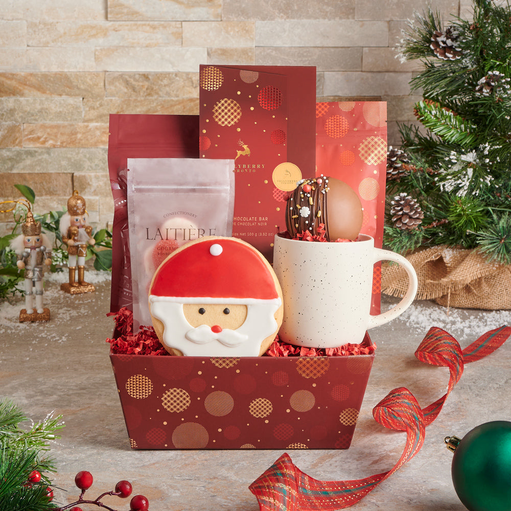 Hot Chocolate &amp; Treats Christmas Gift Basket, Christmas gift baskets, chocolate, gourmet gift, gourmet, christmas gift basket, christmas gift, christmas, holiday gift basket, holiday gift, holiday, chocolate gift, chocolate