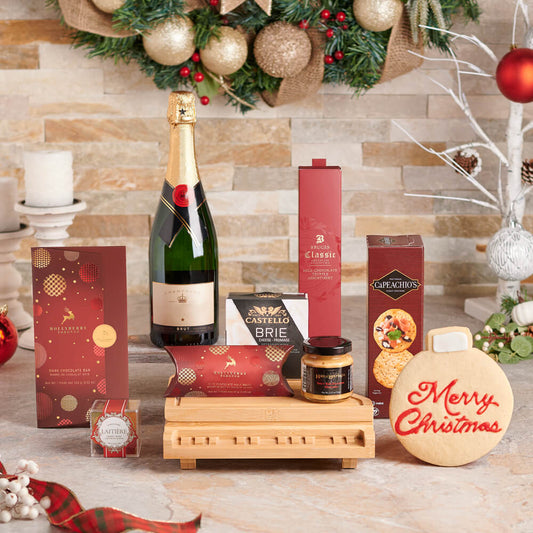 Santa’s Bubbly Holiday Celebration Gift Basket, christmas gift, christmas, holiday gift, holiday, gourmet gift, gourmet, sparkling wine gift, sparkling wine, champagne gift, champagne