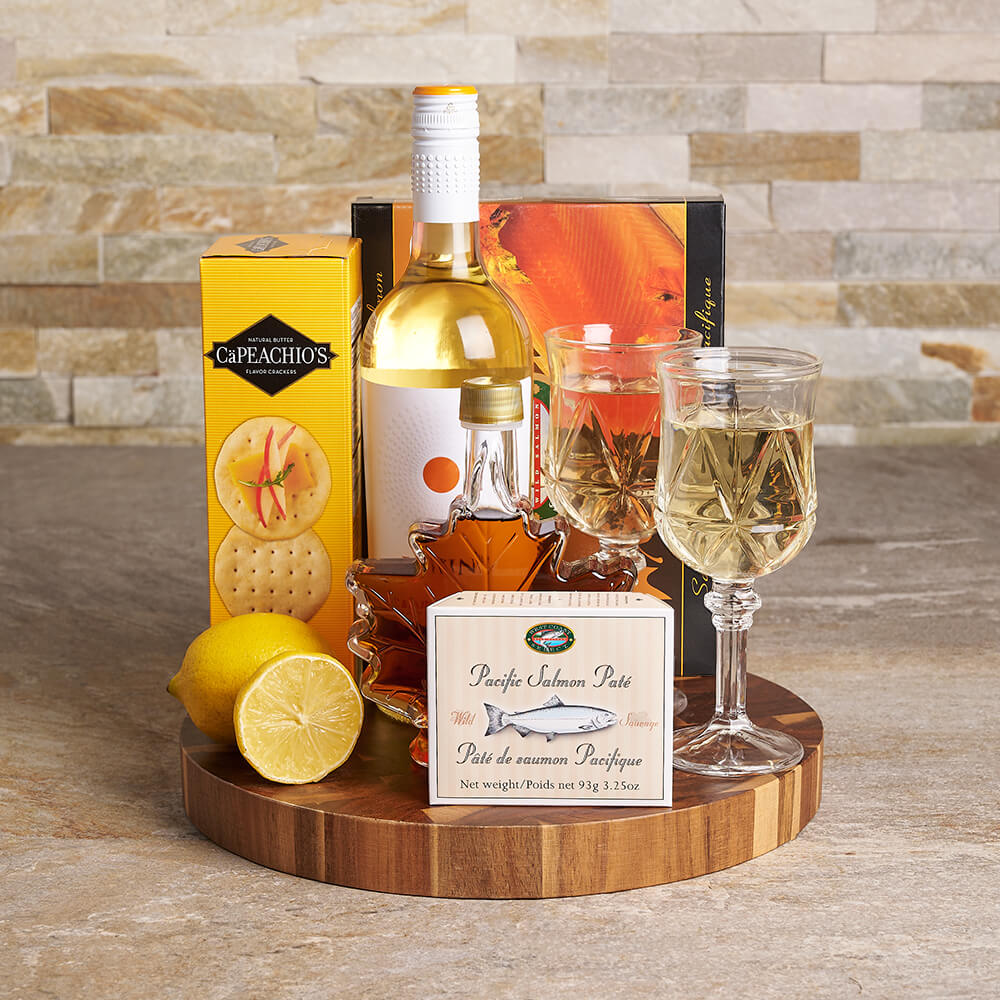 Smoked Salmon, Citrus &amp; Wine Gift Set, wine gift, wine, gourmet gift, gourmet, seafood gift, seafood