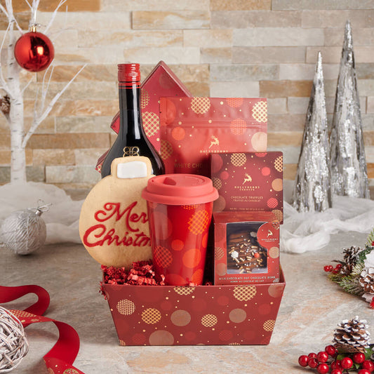 Spirits of the Holidays, Christmas Gift Baskets, Gourmet Gift Baskets, Liquor Gift Baskets, Chocolate Gift Baskets, Xmas Gifts, Chocolate, Cookies, Liquor, Hot Chocolate