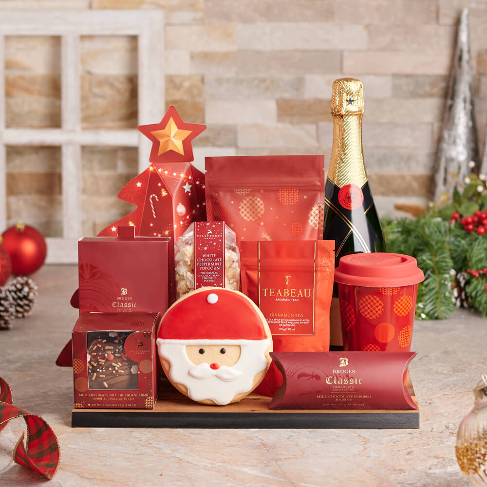 Sweet Santa &amp; Champagne Christmas Gift Set, christmas gift, christmas, holiday gift, holiday, champagne gift, champagne, sparkling wine gift, sparkling wine, gourmet gift, gourmet