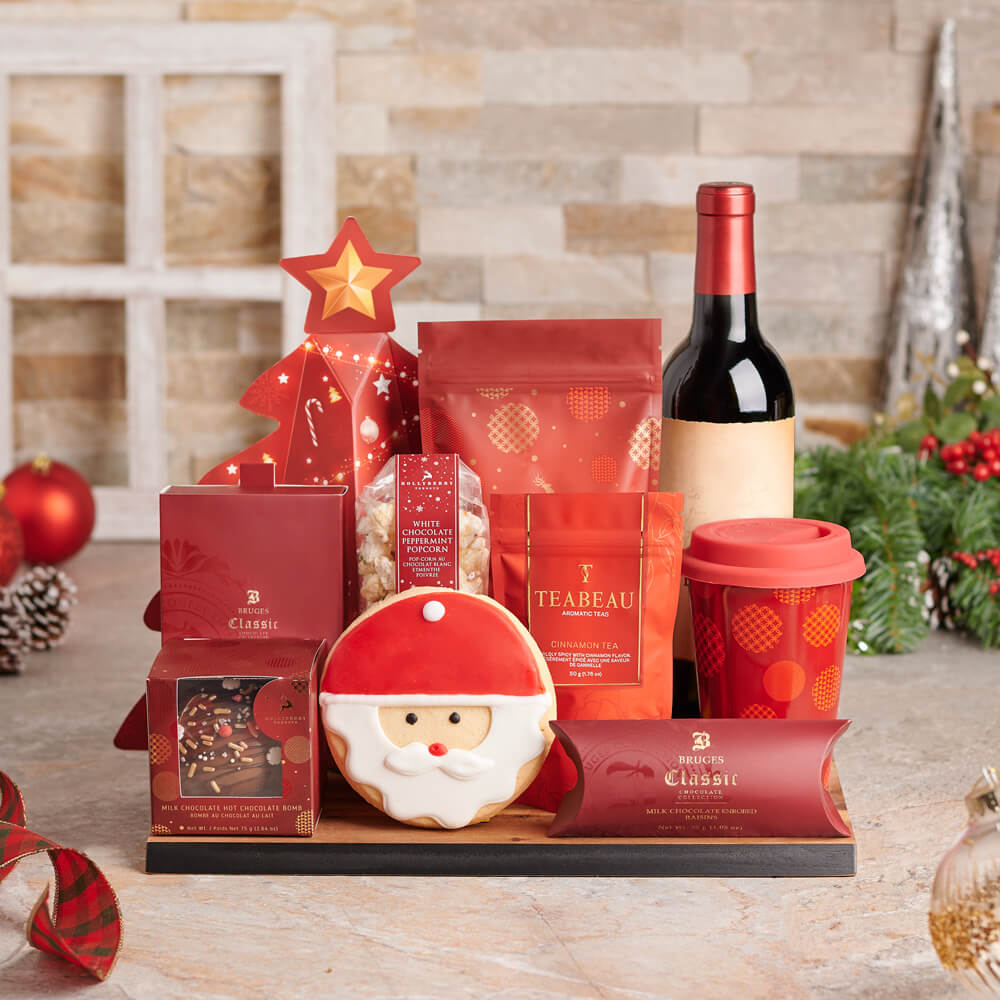 Sweet Santa &amp; Wine Christmas Gift Set, christmas gift, christmas, holiday gift, holiday, wine gift, wine, gourmet gift, gourmet