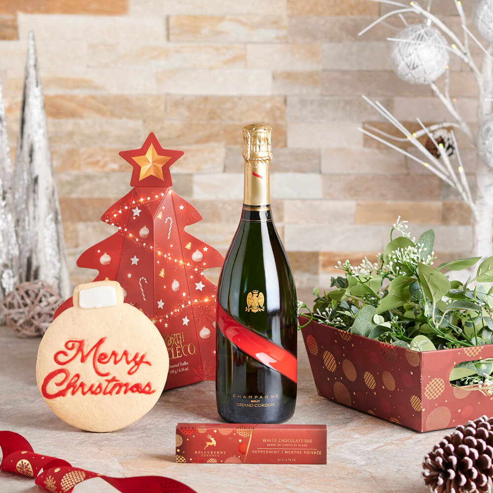 Sweet &amp; Decadent Tastes Champagne Gift Basket, christmas gift, christmas, holiday gift, holiday, champagne gift, champange, sparkling wine gift, sparkling wine, chocolate gift, chocolate