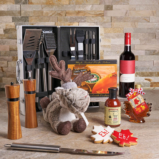 The Canada Moose BBQ Gift Basket, canada day gift, canada day, gourmet gift, gourmet, bbq gift, bbq, wine gift, wine