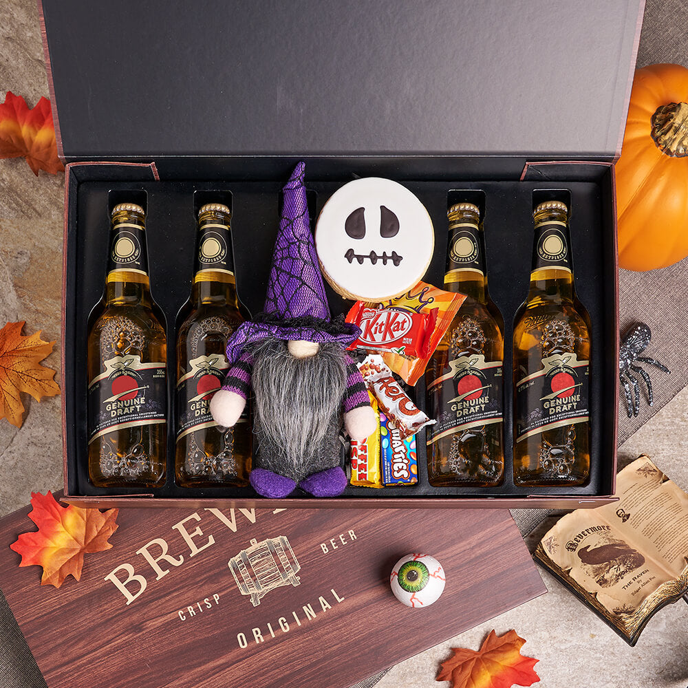 The Ghostly Beer &amp; Halloween Treat Gift Box,beer gift, beer, gourmet gift, gourmet, candy gift, candy, halloween gift, halloween
