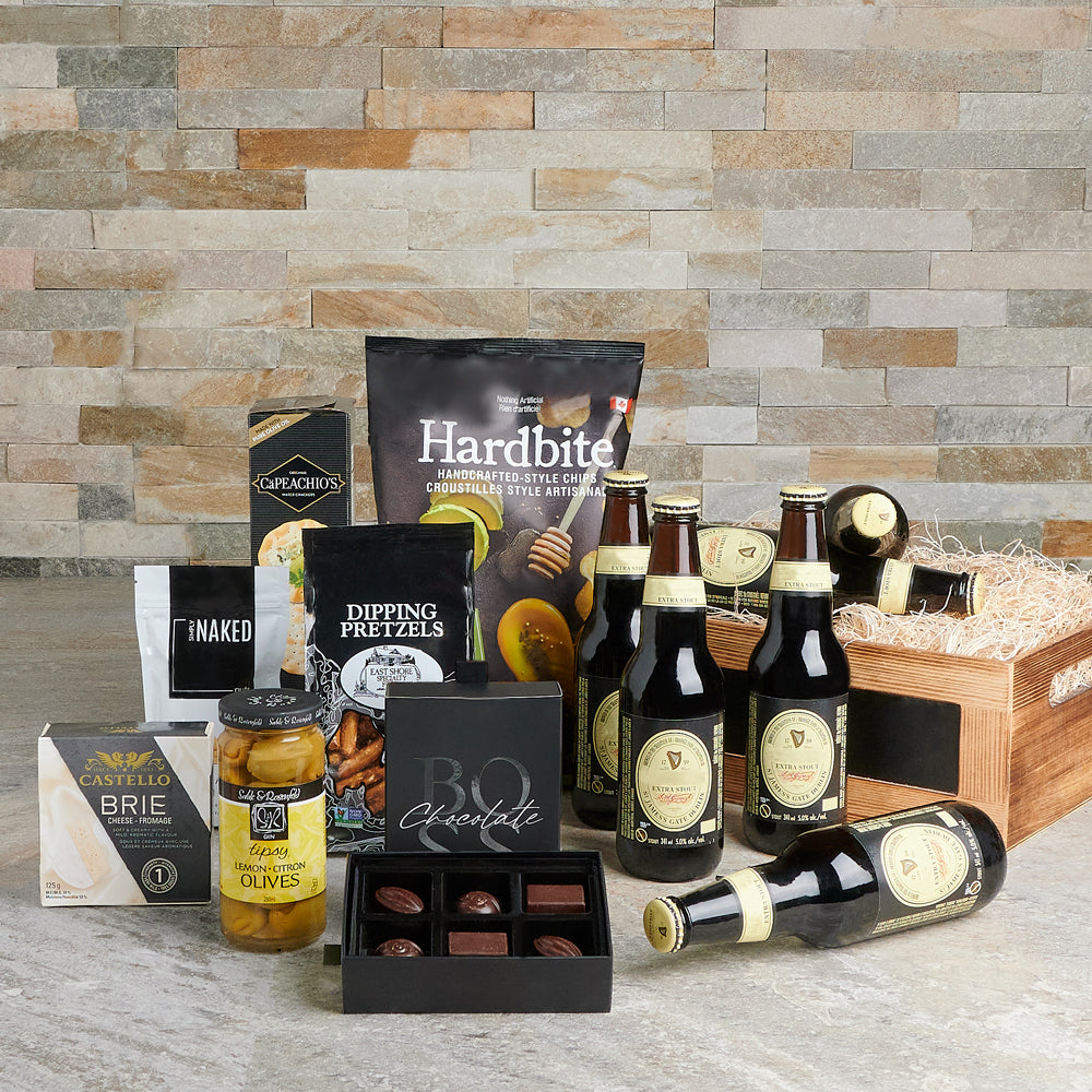 The Waterford Beer &amp; Snack Basket, beer gift, beer, gourmet gift, gourmet, chocolate gift, chocolate