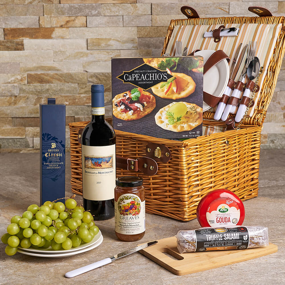 The Wine &amp; Complete Picnic Gift Set, wine gift, wine, gourmet gift, gourmet, picnic gift, picnic, charcuterie gift, charcuterie