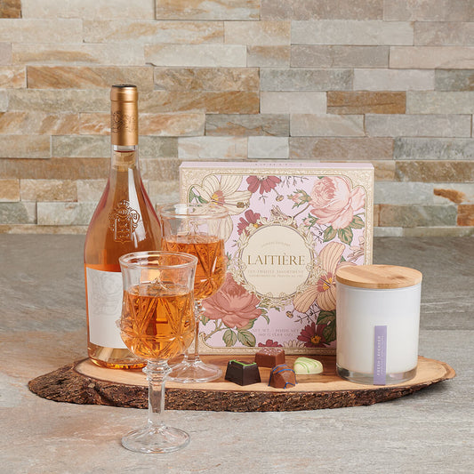 Truffles & Relaxation Gift Set, wine gift, wine, gourmet gift, gourmet, chocolate gift, chocolate, relaxing gift, relaxing