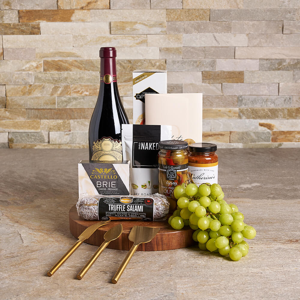 Wine &amp; Artisan Appetizer Platter, wine gift, wine, gourmet gift, gourmet, charcuterie gift, charcuterie