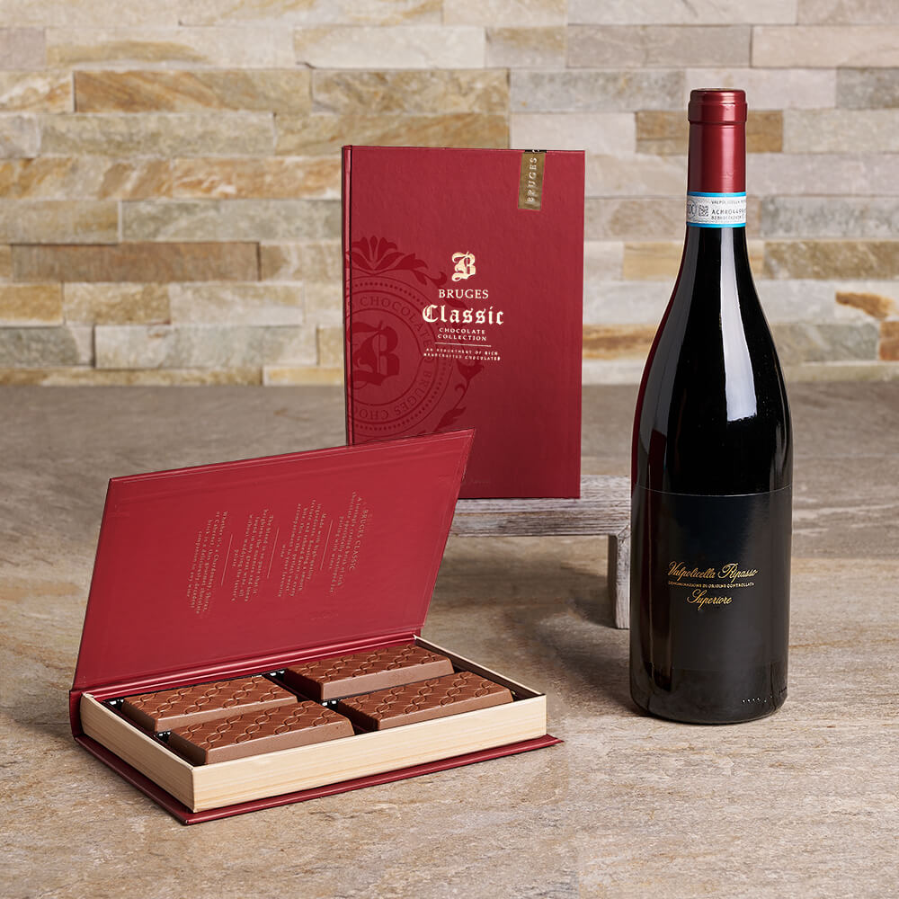 Wine &amp; Milk Chocolate Gift, wine gift, wine, gourmet gift, gourmet, chocolate gift, chocolate