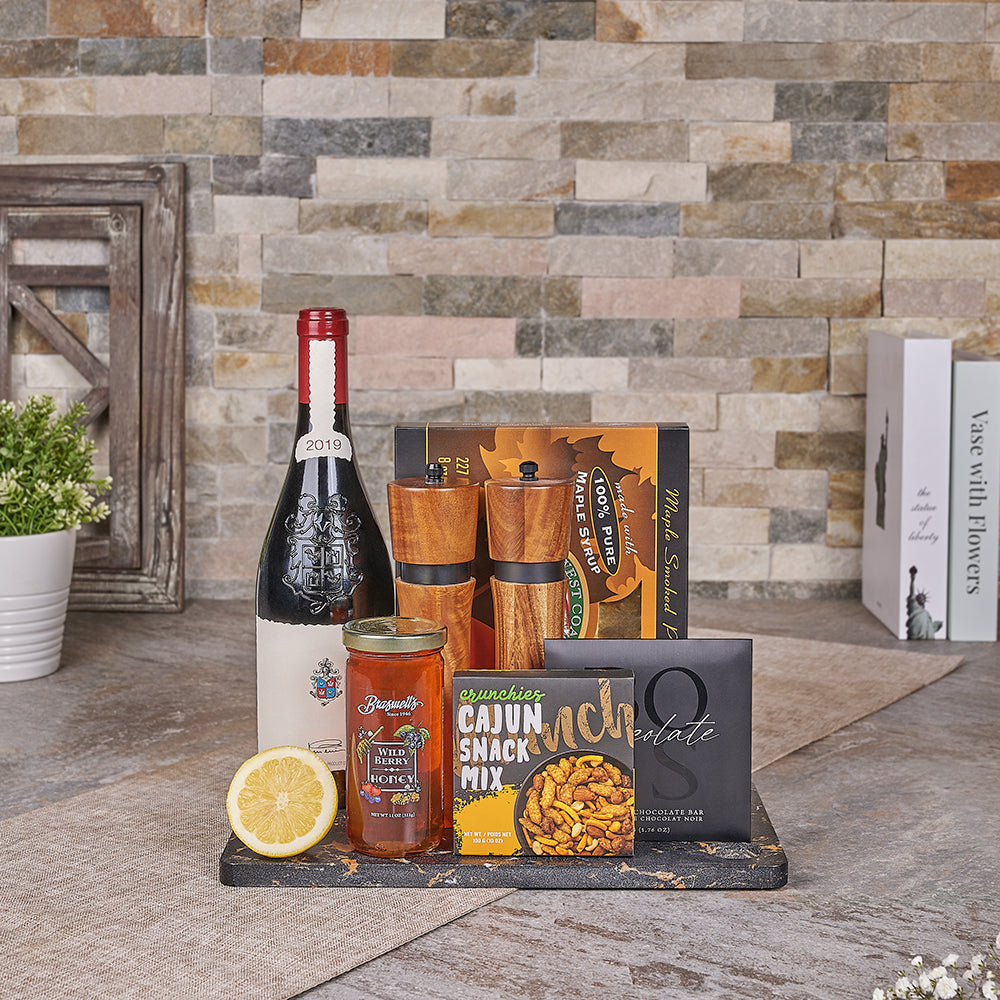 Wine &amp; Salmon Serving Board, wine gift, wine, seafood gift, seafood
