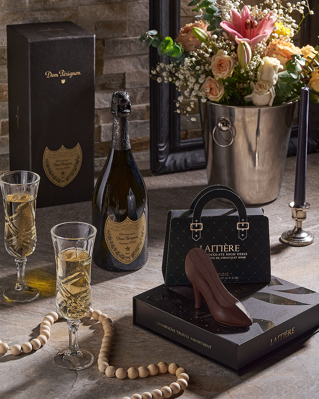 Premium gift basket components being assembled for freshness and presentation consistency