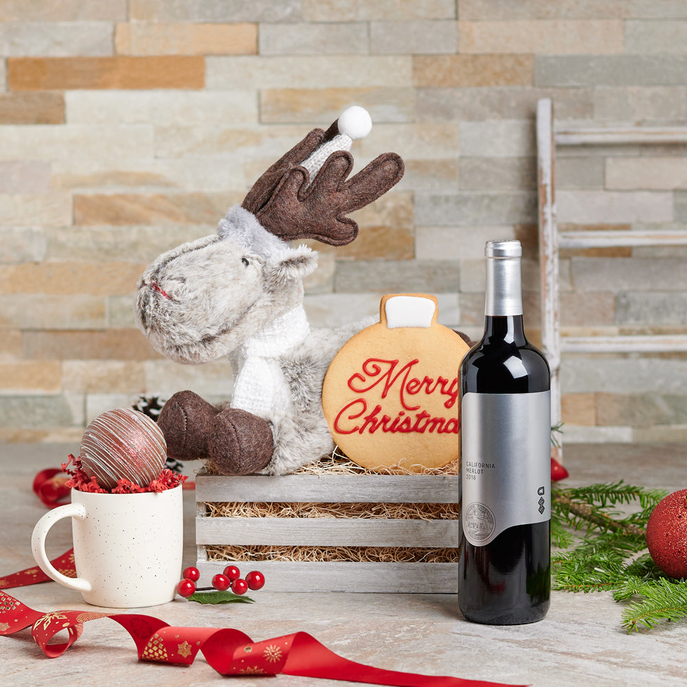 The Reindeer &amp; Wine Gift, wine gift baskets, Christmas gift baskets