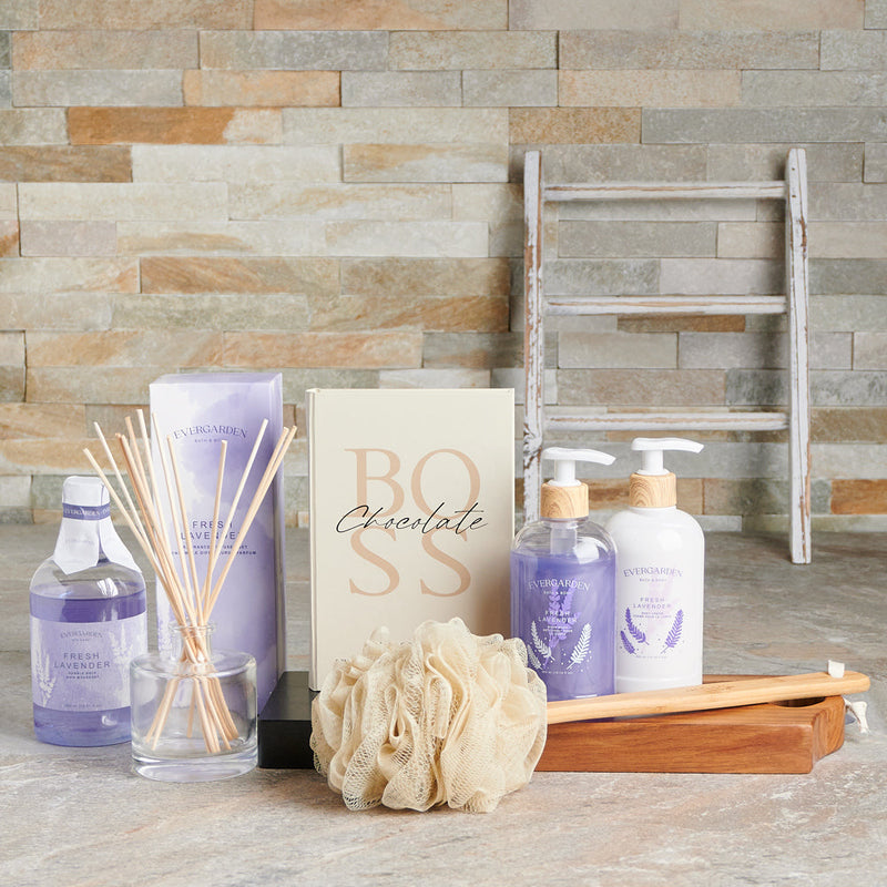 chocolate, skincare, lavender, bath and body gift, spa gift, bath and body, spa, Set 24095-2021, spa gift delivery, delivery spa gift
