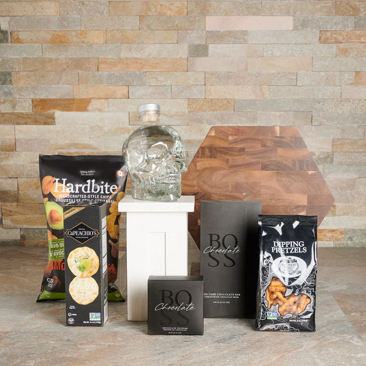 Crystal Skull Vodka Gift Basket, Liquor Gift Baskets, Chocolate Gift Baskets, Gourmet Gift Baskets