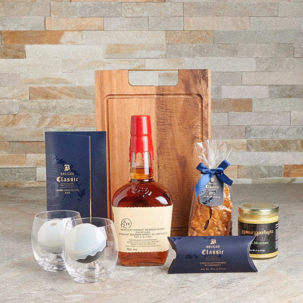 Bourbon Temptation Gourmet Gift Set, Liquor Gift Baskets, Chocolate Gift Baskets