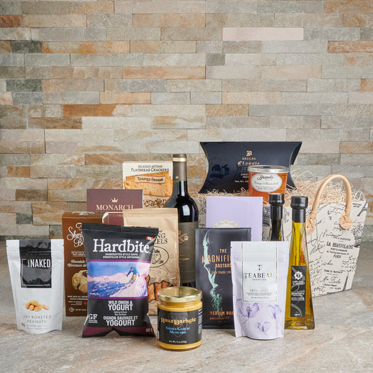 Penultimate Gourmet Wine Gift Basket, Gourmet Gift Baskets, Wine Gift Baskets, Chocolate Gift Baskets, Crackers, Tea, Chips
