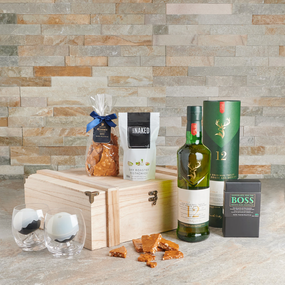 Evening Bites Liquor Gift Crate, nuts, Chocolate, whiskey, Liquor Gift Set, Liquor,  liquor gift box delivery, delivery liquor gift box, liquor box