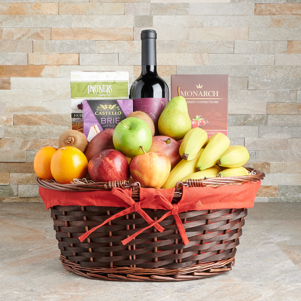 The Harvest Fruit & Wine Gift Set. Gourmet Gift Baskets, Fruit Gift Baskets, Wine Gift Baskets, Chocolate Gift Baskets