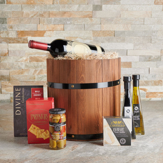 The Wine Feast Gift Barrel, Wine Gift Baskets, Gourmet Gift Baskets