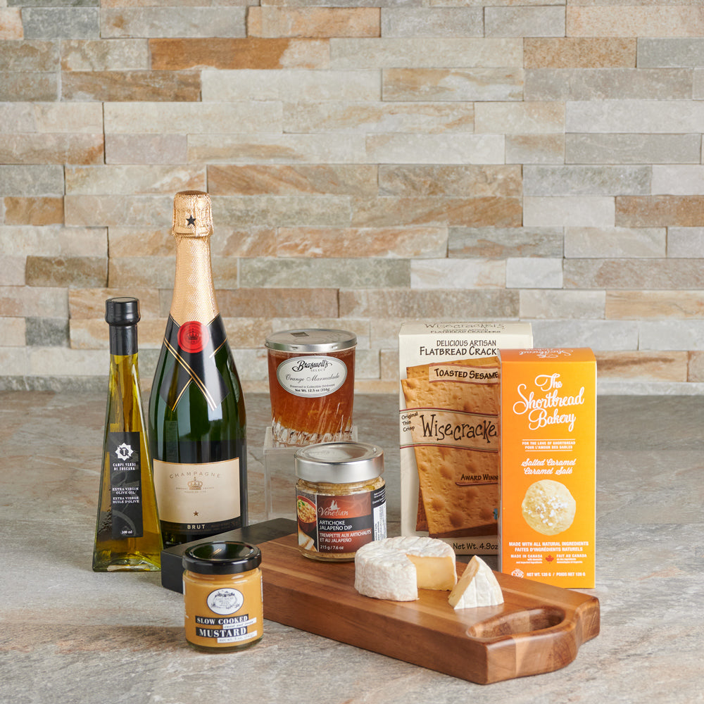 Gourmet Accents &amp; Champagne Gift Basket , Gourmet Gift Baskets, Champagne Gift Baskets