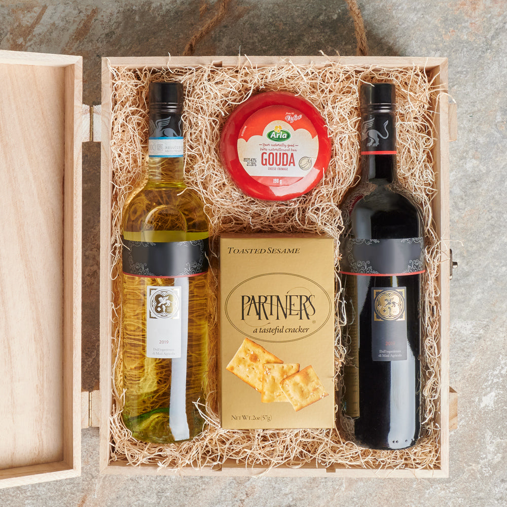 The Connoisseur’s Wine Duo Collection, Gourmet Gift Crate, Wine Gift Crate, Gourmet Gift Baskets, Wine Gift Baskets