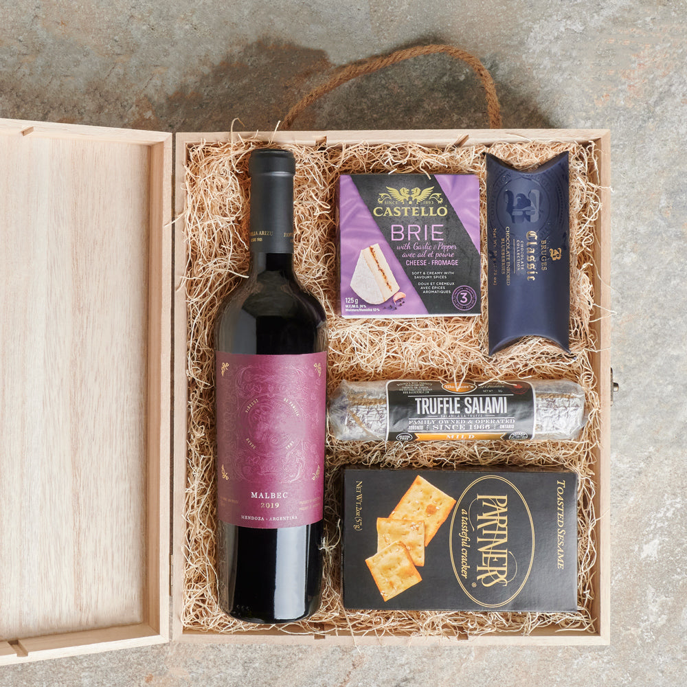 Luxury Gourmet Wine Crate, Wine Gift Baskets, Gourmet Gift Baskets