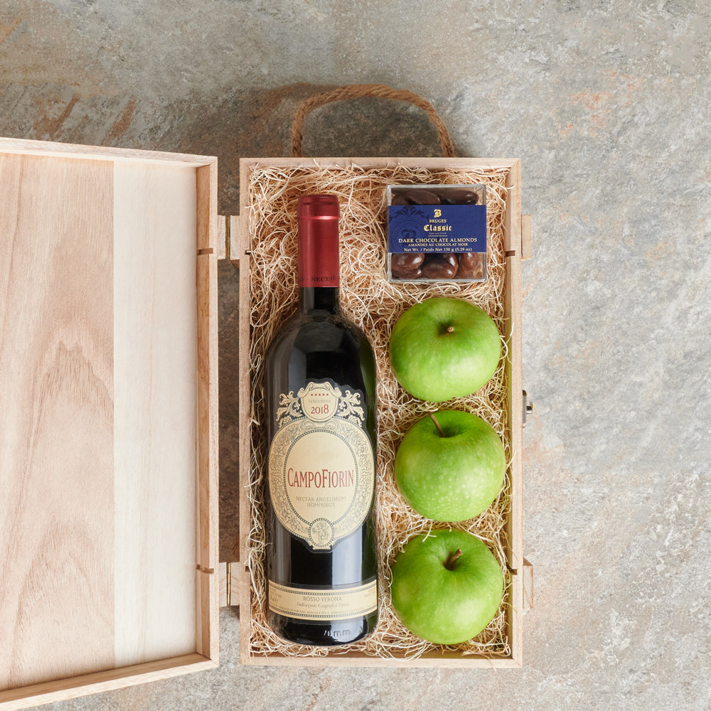 The Crisp Apple & Wine Gift Box, Gourmet Gift Baskets, Wine Gift Baskets