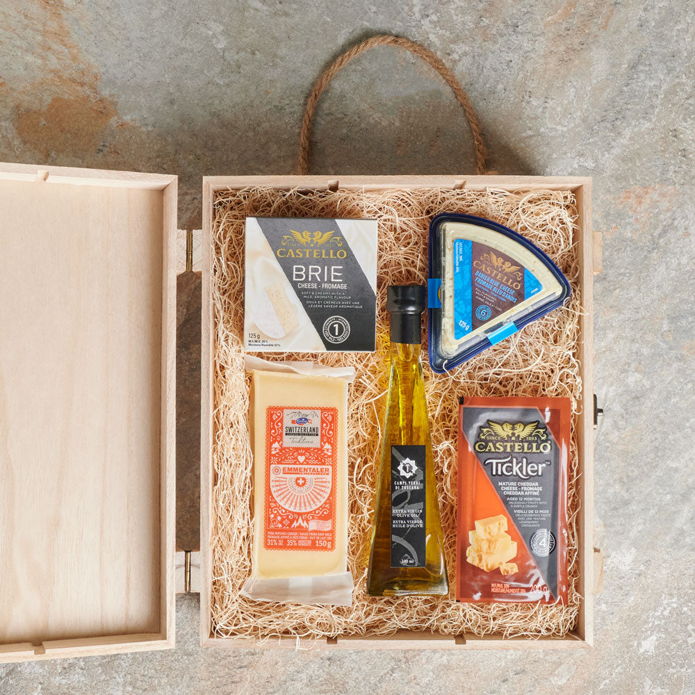 La Rochelle Oil &amp; Cheese Crate, Gourmet Gift Baskets, Cheese Crate, Gourmet Gift Crate, Canada Delivery