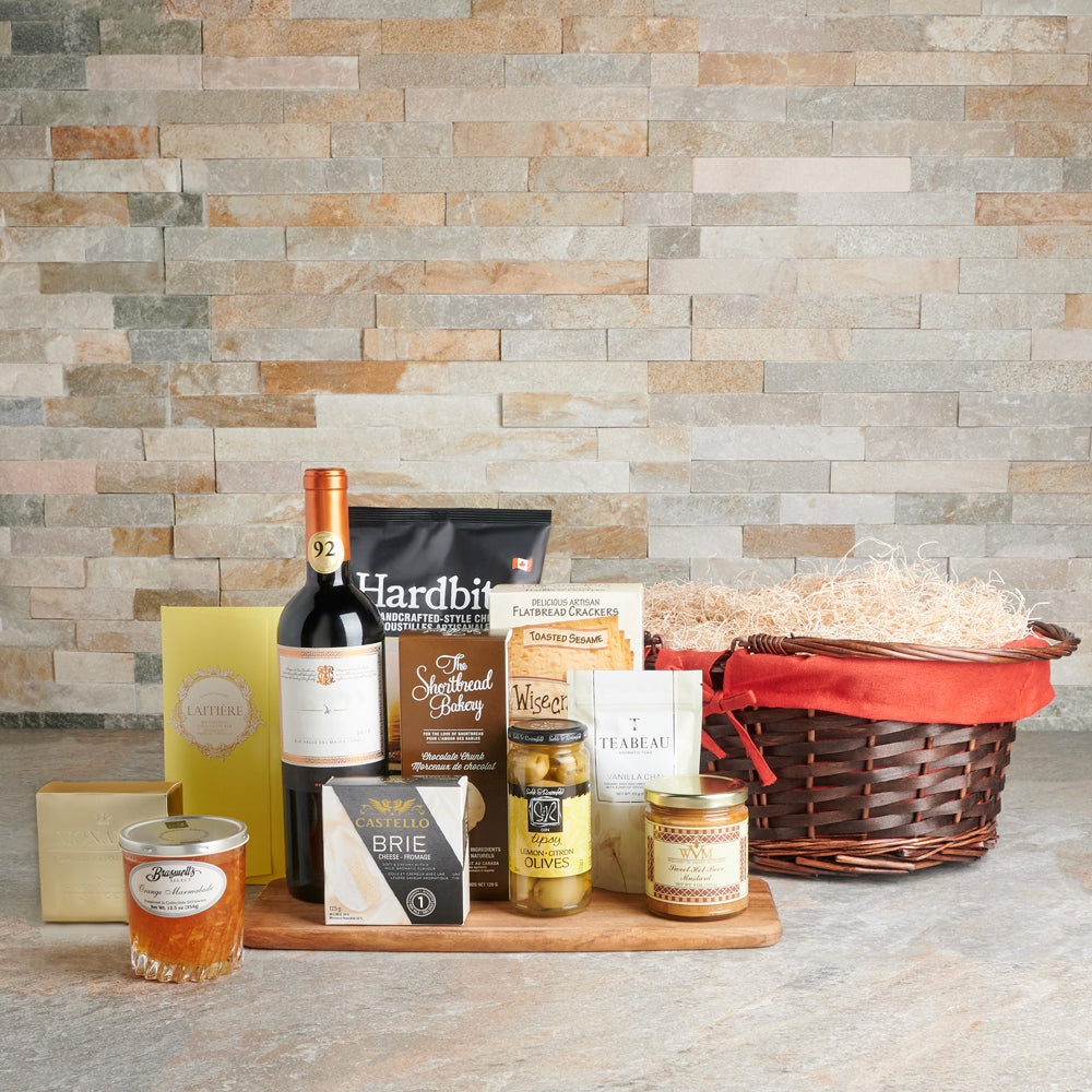 The Stratford Picnic Gift Basket with Wine, Wine Gift Baskets, Gourmet Gift Baskets, Chocolate Gift Baskets