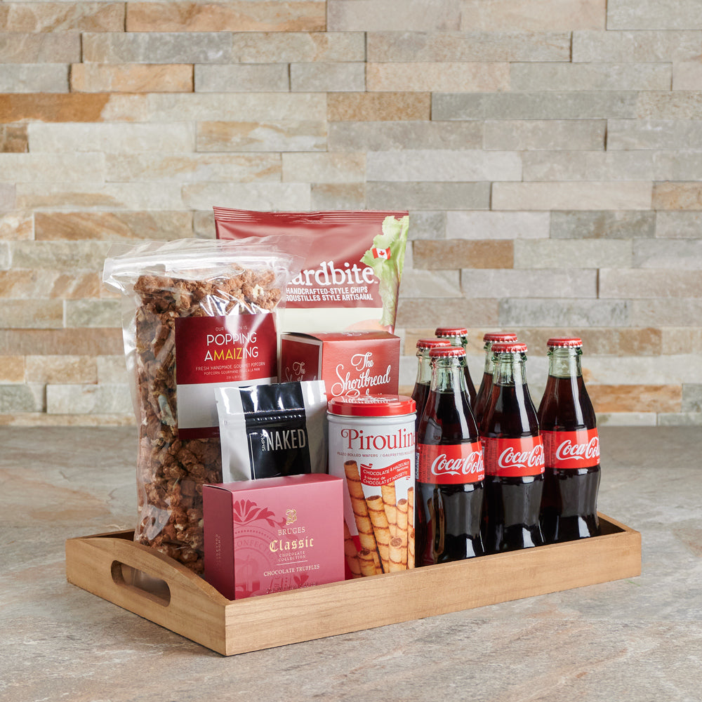 The Delightful Cravings Soda &amp; Snack Gift, Gourmet Gift Baskets, Popcorn, Chips, Cookies, Chocolates